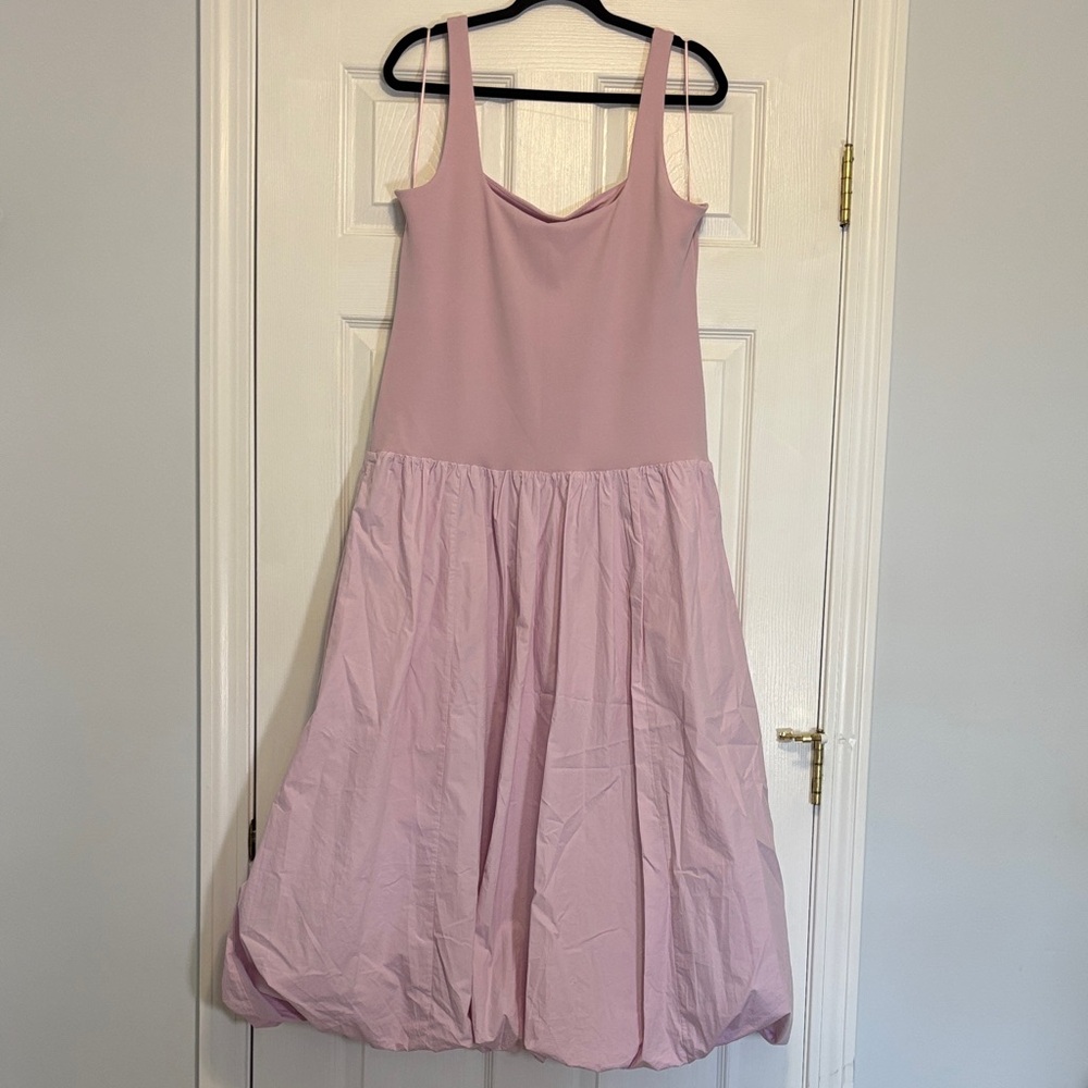 Abercrombie & Fitch Pink Mixed Fabric Bubble Hem Midi Dress Size XL – Excellent